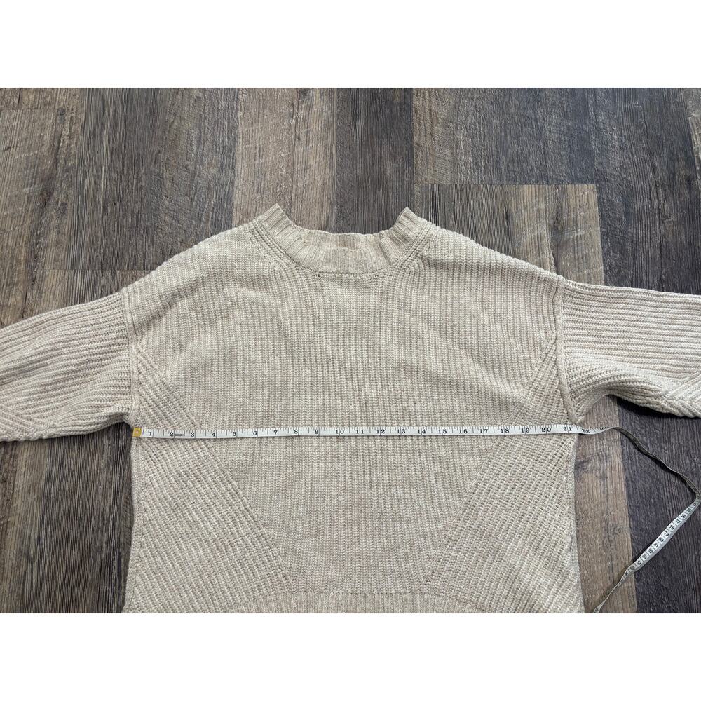 American Eagle Womens Beige Ribbed Knit High Low Oversized Sweater Medium - Picture 3 of 5